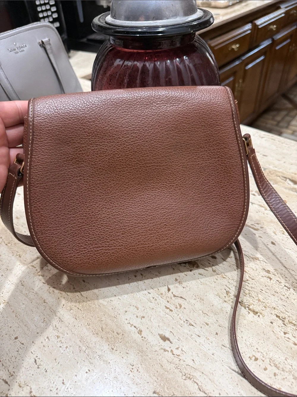 Gucci Brown Pebbled Leather Saddle Crossbody Bag - Picture 4 of 16